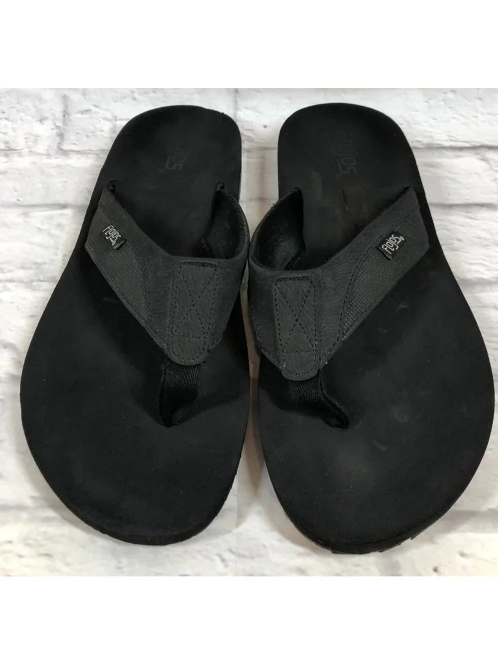 Flojos Mens 12 Black Memory Foam Thongs Flip Flops Sandals